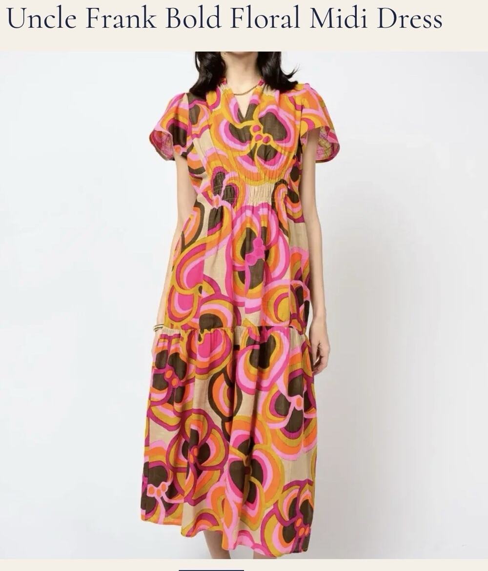 Uncle Frank Bold Floral Midi Dress Size:M
